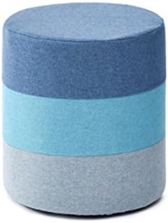 INTER FAST Round pillow sofa stool footstool change shoes stool fashion fabric stool (Color : Blue)
