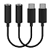 FanTEK USB C to 3.5mm Headphone Jack Cable Adapter, Type C 3.1 Male Port to 3.5 mm Female Stereo Audio Headphone Aux Connector for Motorola Moto Z Force/Play, LeEco Le S3/2 Pro and More, 2-Pack Black