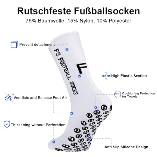 Gohanny Football Socks 3 Pairs Non-Slip Football Socks, Sizes 35-39 39-46, Football Socks for Men and Women, Children - Non-Slip Grip Socks Football - Sports Socks Breathable