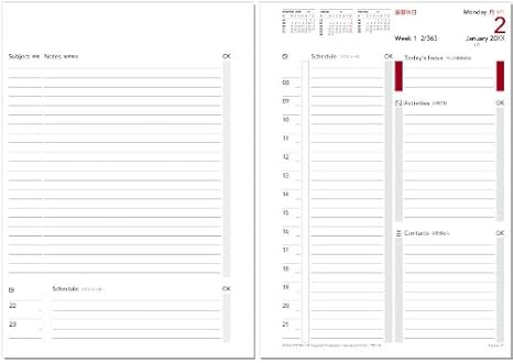 Amazon タイムシステム 19年8月デイリープランセット1日2ページ 19年8月始まり デイリー A5 システム手帳用リフィル 文房具 オフィス用品