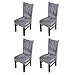 Hemons 4 X Universal Stretch Fox Pile Fabric Chair Covers Removable Washable Ceremony Hotel Dining Room Kitchen Bar Dining Seat Cover Restaurant Wedding Part Decor (Grey)