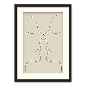 SIGNFORD Black Framed Canvas Wall Art Line Drawing...