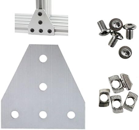 10pcs T Shape Joining Plate and 50pcs M5x8 Hex Screw and 50pcs T nut, for 2020 Aluminum Profile