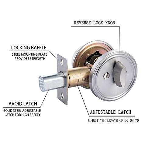 Single Cylinder Deadbolt Door Locks with Keyed for Entry Door (Privacy/Passage)ï¼ŒSatin Stainless Steel