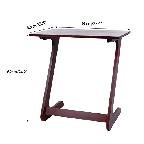 Homevol Bamboo Snack Table Sofa Couch Coffee End Table Bed Side Table Laptop Desk Modern Furniture for Home Office, Walnut Color