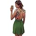 ROPALIA Women Floral Mini Skater Dress See-Through Party Evening Cocktail Dress Green Medium