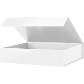 PACKHOME White Gift Box 11.5x8x2.5in with Magnetic Lid for Shirt | sturdy cardboard,glossy finish,reusable for shirts,scarves,clothes,gift wrapping