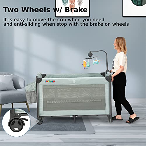 JOYMOR 3 in 1 Baby Bedside Sleeper, Bed Side with Mattress, Convert to