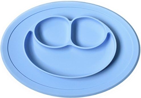Nanson Baby/Toddler/Children's Silicone Dinner Plate + Suction - BPA Free - FDA Approved Perfect For Table &amp; Highchair (Light Blue)