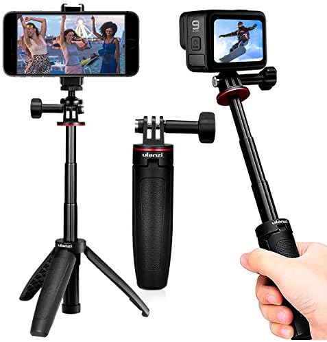 Ulanzi Gopro三脚スタンド スマホ三脚自撮り棒 Gopro9 三脚 Max 8 Black 3way 自撮り棒 Gopro Max ハンドル 伸縮拡張 一脚 軽量 1 4ネジ付き アクションカメラ 一脚 三脚 Gopro Hero 8 Pro 7 6 5 4 Session 3 3 2 1 Cameres Dslr