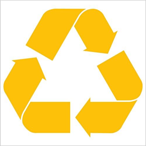 Recycling Symbol vinyl cut-out sticker- NOTEBOOK, LAPTOP, IPAD, WINDOW, WALL, CAR, TRUCK, MOTORCYCLE, TRASH CAN, GARBAGE CAN Decal (9" (buy 1 get 1 free), Yellow)