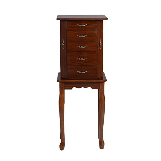 Jewelry Cabinet Armoire Storage Chest Stand Organizer Wood Box Walnut - Image 4