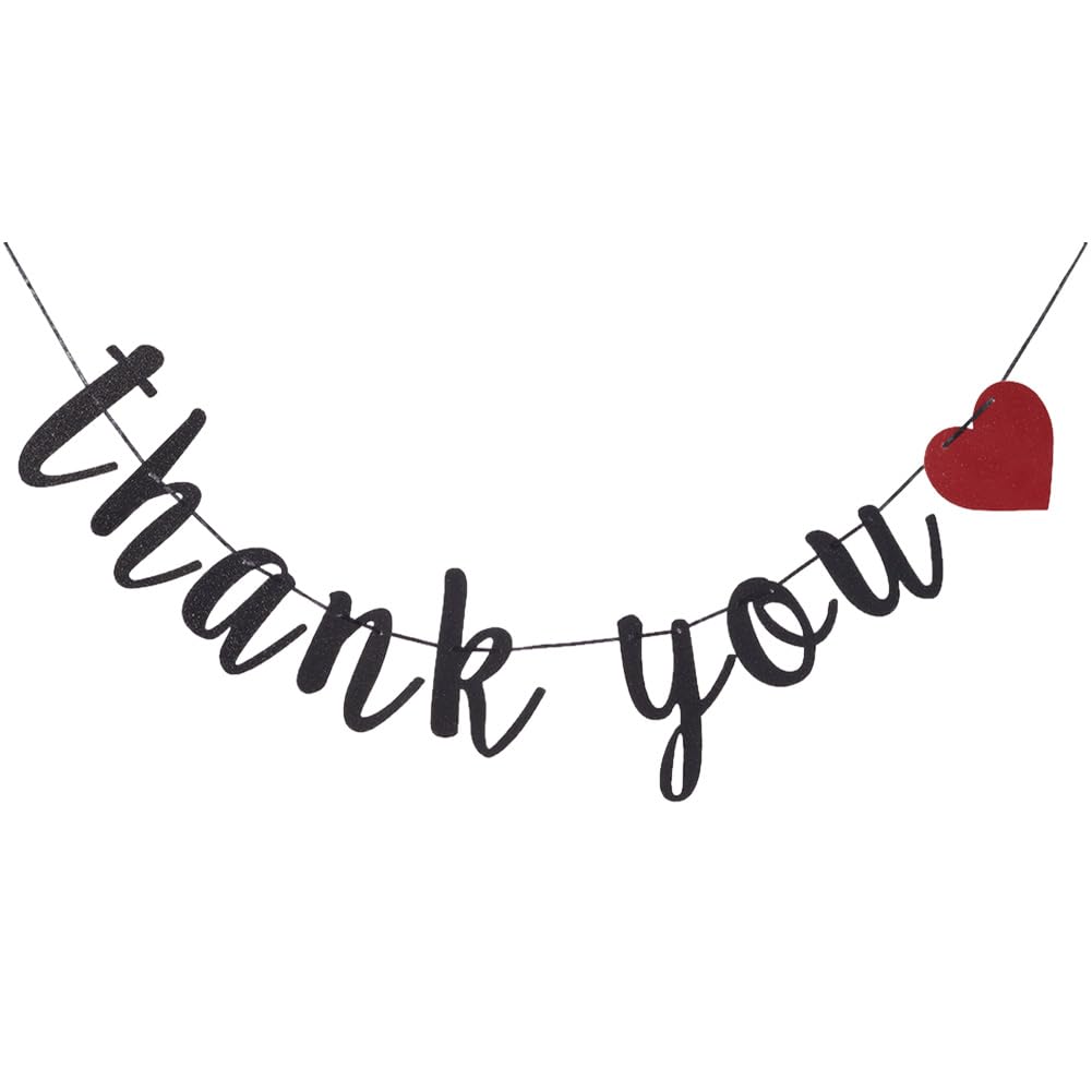 GORGECRAFT Thank You Banners We Appreciate You Banner Black Glitter Thanksgiving Day Paper Garlands Colorful Hanging Streamer for Festive & Party Decoration Employee Teacher Doctor Nurse Staff