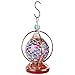 Lily's Home Mosaic Glass Hanging Hummingbird Feeder with Hanging Hook, Pink and Purple, 20 Ounce