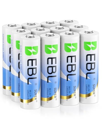 EBL Lithium AA Batteries 12 Pack, Longest Lasting 3700mAh 1.5V Non-Rechargeable, Upgraded Super Ⅲ AA Lithium Batteries for Blink Camera, Doorbell, Smart Lock Deadbolt