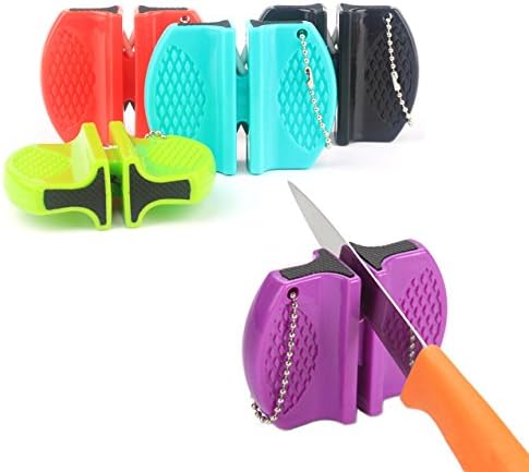 Ofcose Knife Sharpener - 2 Stage Scissors Pocket Folding Butterfly Chef Ceramic Knife Grinders - for Kitchen, Camping and Outdoors (Random Color)