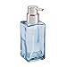 mDesign Modern Square Glass Refillable Foaming Hand Soap Dispenser Pump Bottle for Bathroom Vanities or Kitchen Sink, Countertops - Navy Blue/Brushed