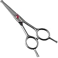 FOGOSP 4.5" Straight Dog Scissors for Grooming Face and Paws with Safety Round Tip for Small Dogs Cats Face Paw Ears Trimmer Cat Grooming Scissors(4.5" Straight, Gray)