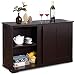 Costzon Kitchen Storage Sideboard, Antique Stackable Cabinet for Home Cupboard Buffet Dining Room (Espresso Sideboard with Sliding Door)