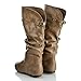 Round Toe Adjustable Buckle Mid Calf Slouchy Pull On Boots