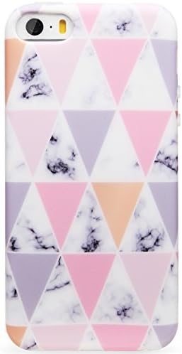 DICHEER iPhone 5 Case for Girls,iPhone 5s Case,Cute Pink Grey Marble Women,Clear Bumper Glossy TPU Silicon Rubber Soft Cover Anti-scratch Slim Fit Thin Protective Phone Case for iPhone 5 5s SE