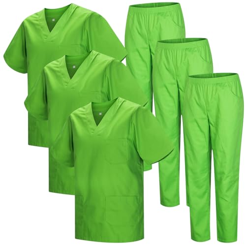 MISEMIYA - Confezione * 3 Set - Uniforme Medica con Maglia e Pantaloni Uniformi Mediche Camice Uniformi sanitarie - Ref.3-8178 - XX-Large, Mela Verde 22
