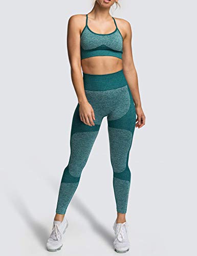 MOYOOGA Seamless Workout Leggings for Women High Waisted Leggings for Yoga Gym Sports (Forest Green, M)