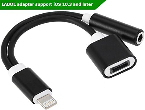 iPhone 7/7 Plus 2 in 1 Lightning to 3.5 mm Headphones and 2A Charger Adapter by LABOL(Support IOS 10.3 and later),Listen to Music with Favorite Headphone and Charge Your iPhone7 at the Same Time