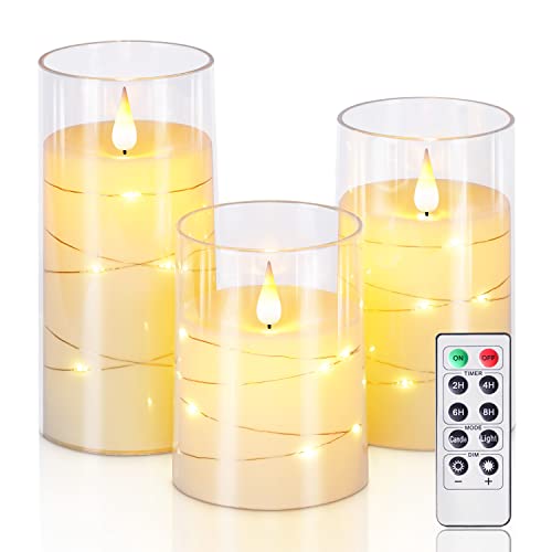 Homemory Flickering Flameless Candles with String Lights, Battery
