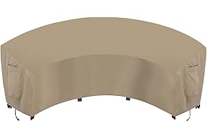 OutdoorLines Waterproof Curved Outdoor Sectional Cover - UV Resistant Windproof Patio Sectional Sofa Covers for Deck, Lawn and Backyard, Heavy Duty Furniture Covers (150Lx36Dx38Hx112FL, Camel)