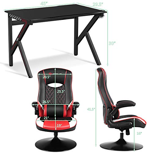 Tangkula Gaming Rocker Chair and Gaming Desk Set, Gaming Desk Chair Set