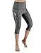 ODODOS High Waist Out Pocket Yoga Capris Pants Tummy Control Workout Running 4 Way Stretch Yoga Capris Leggings,CharcoalHearher,Large
