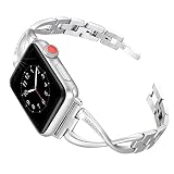Secbolt Stainless Steel Band Compatible Apple Watch Band 42mm 44mm Women Iwatch Series 5 4 3 2 1 Accessories Metal Wristband X-Link Sport Strap, Silver