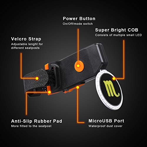 image for OUTERDO Rear Bike Light, New Version 12 Constellations Rechargeable Bi