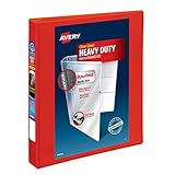 Avery Heavy Duty View 3 Ring Binder, 1" One Touch EZD Ring, Holds 8.5" x 11" Paper, 1 Red Binder (79170)