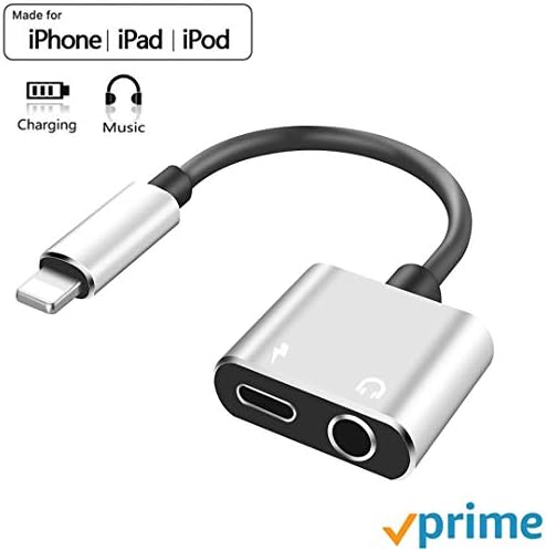 Headphone Jack Adapter for iPhone 8 Dongle Aux Audio to 3.5mm 2 in 1 Cables Earphone Adapter Splitter for Music and Charging Compatible with iPhone 7/7Plus/8/8Plus /X/XS Max for All iOS