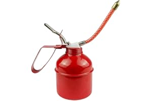 Glomora Manual Oiler Can, Red Iron Lever Action Hand Pump Lubricator with Flexible Hose for Efficient Lubrication and Mainten