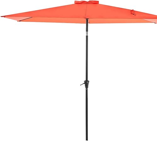 Amazon Com Bluu Rectangular Patio Umbrella Outdoor Market Table Umbrella With Push Button Tilt And Crank 6 6 By 9 8 Ft Orange Garden Outdoor