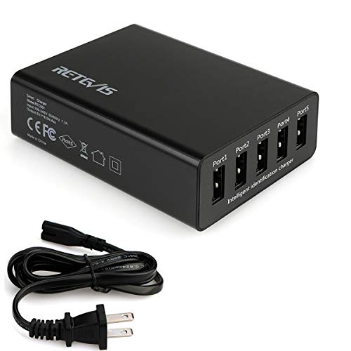 Retevis 5-Port USB Wall Charger Radio Charging Station for iPhone Xs Max XR Galaxy S9 Edge FM Radio Baofeng Cobra HYT 2 Way Radios and More (1 Pack)