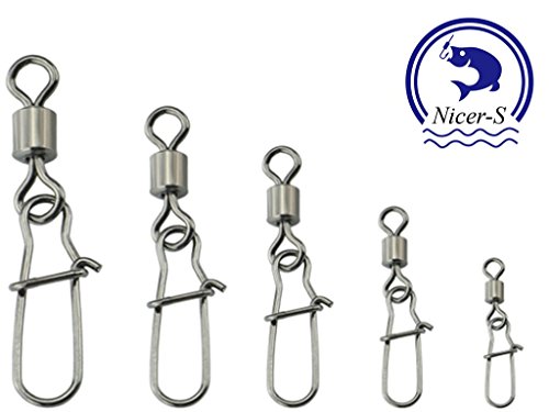 Nicer-S Fishing Rolling Swivel With Stainless Steel Duo-lock Snap Barrel Swivels Fishing Line Lure Tackle Connectors Test 22Lbs-66Lbs (Included 5 Sizes) (240pcs/box) - Thumbnail 4
