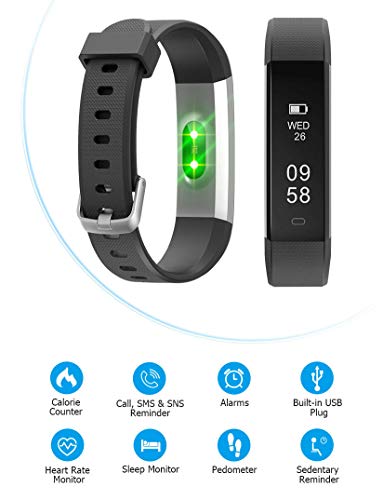 LETSCOM Fitness Tracker, Heart Rate Monitor, Pedometer Workout Tracker Smart Watch, Sleep Monitor, Step Counter, Calorie Counter, Distance Counter, IP67 Waterproof, Fitness Tracker for Kids Women Men
