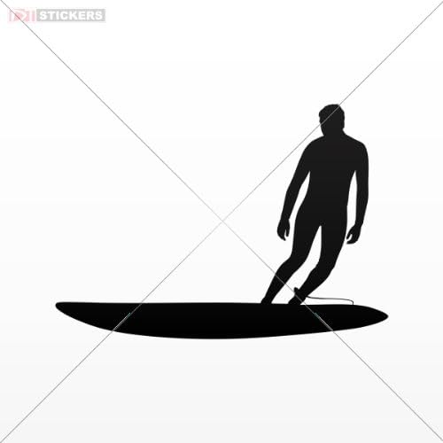 Stickers Surfer Design White (9 X 6.4 Inch) Ase2x Size: 5 X 3.5 Inches Black