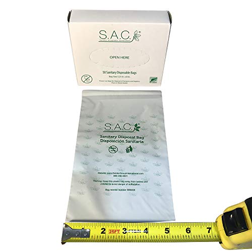 SB8836-24, case of 24 Boxes. 50 Bags per Box. Sanitary Napkin and Tampon Disposal Bags, self Sealing Courtesy Bags for The Sanitary, Discrete Disposal of Personal Care & Hygiene Products. - Thumbnail 4