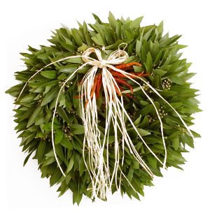 McFadden Farm Fresh Bay Leaf Wreath with Chilies and Raffia