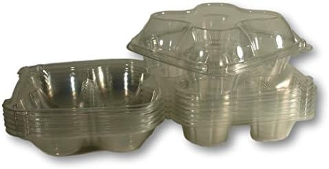 Regal Baker Cupcake Box-Clear Plastic Muffin Holder 4 compartment Reusable or Disposable to Go Containers (10 count)