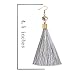 NLCAC Women Thread Tassel Dangle Earrings Silk Fringe Thread Drop Earrings for Parties (Grey)