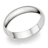5MM Sterling Silver High Polish Plain Dome Tarnish Resistant Comfort Fit Wedding Band Ring
