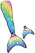YITU Mermaid Tails for Swimming with Monofin Swimmable Costume Swimsuit for Kids, Boys and Girls -Rainbow Candy-120