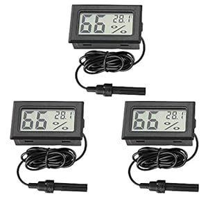 Thlevel Digitale mini-thermometer, hygrometer, temperatuur-/luchtvochtigheidstester, met externe sensor, voor koelkast…