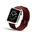 Wearlizer Genuine Leather Watch Band Replacement Strap w/ Metal Clasp for Apple Watch all Models 38mm and 42mm Classic Buckle (38mm Red)